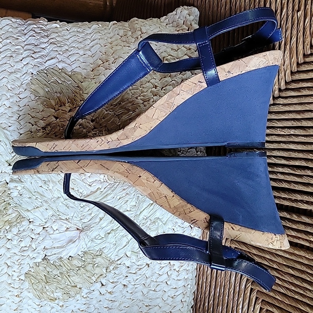 Lauren Ralph Lauren Naris, blue thong wedge sandal, 9B - Picture 5 of 12